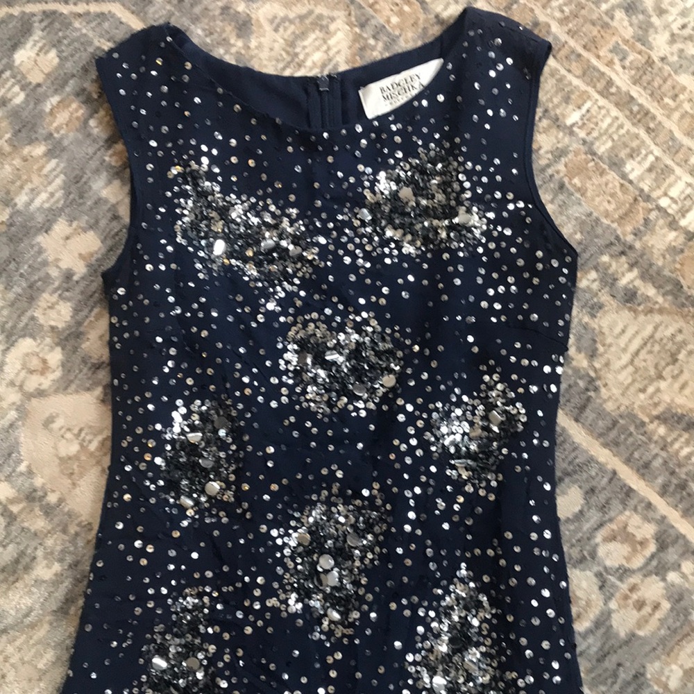 Badgley Mischka Blue & Silver Sequin Dress